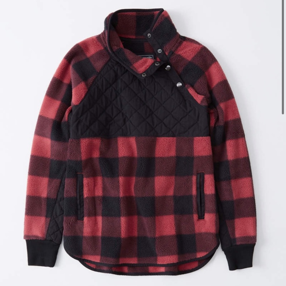 Abercrombie Asymmetrical Snap Up Fleece Jacket